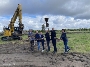 Spatenstich an der Prohner Straße -  v.l.n.r. Dr. Frank-Bertholt Raith, Leiter des Amtes für Planung und Bau, Hansestadt Stralsund, Stephan Harloff, Geschäftsführer IBVM GmbH, Ina-Maria Ulbrich, Staatssekretärin im Ministerium für Inneres und Bau MV, Robert Erdmann, Geschäftsführer LGE Mecklenburg-Vorpommern GmbH, Alexander Badrow, Oberbürgermeister der Hansestadt Stralsund und Daniela Degen-Lesske, Geschäftsführerin LGE Mecklenburg-Vorpommern GmbH